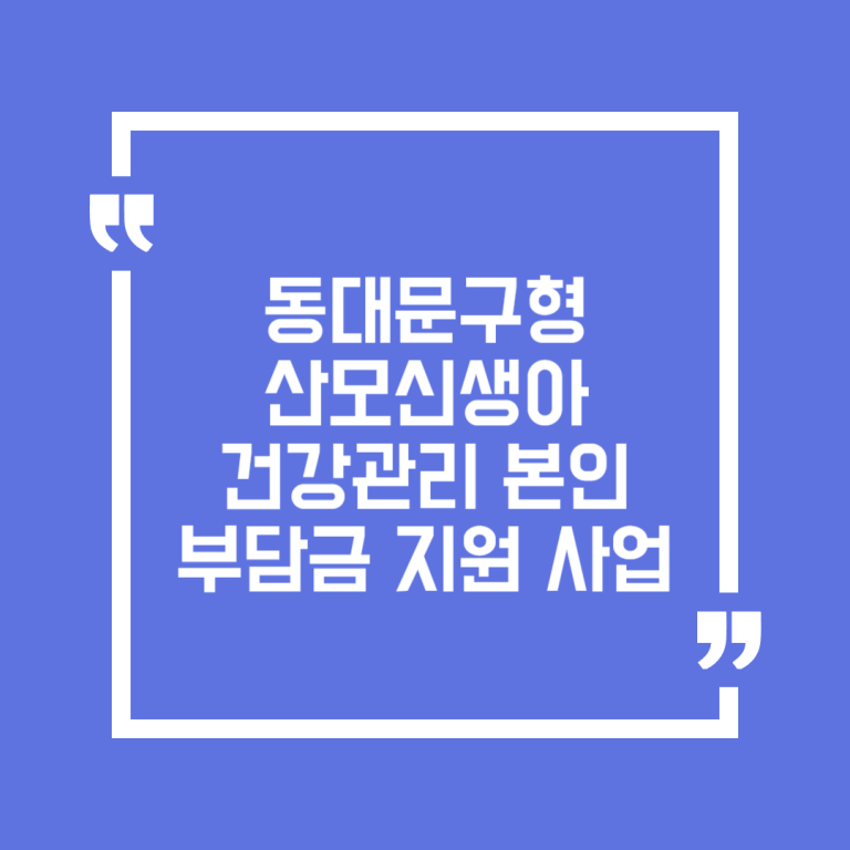 동대문구형 산모신생아 건강관리 본인부담금 지원 사업