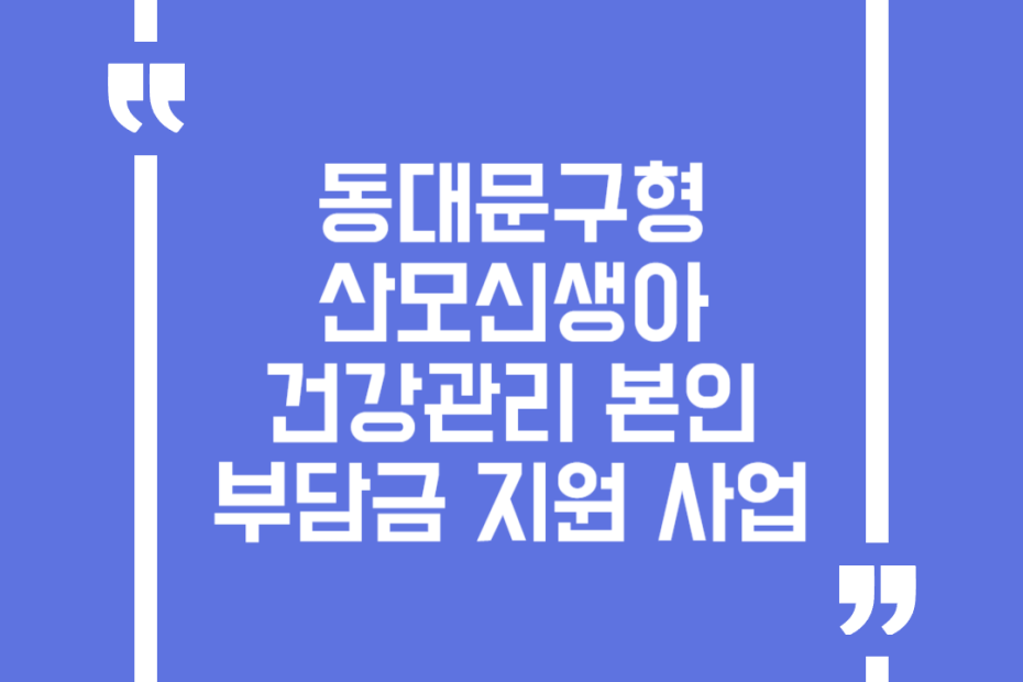 동대문구형 산모신생아 건강관리 본인부담금 지원 사업