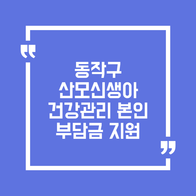 동작구 산모신생아 건강관리 본인부담금 지원