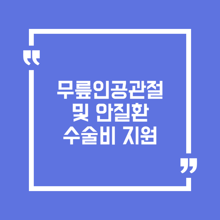 무릎인공관절 및 안질환 수술비 지원