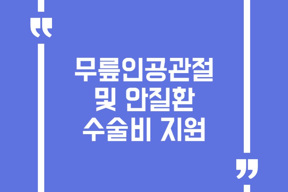 무릎인공관절 및 안질환 수술비 지원