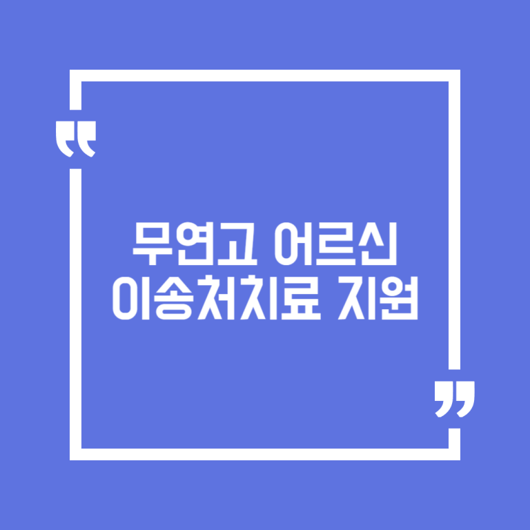 무연고 어르신 이송처치료 지원