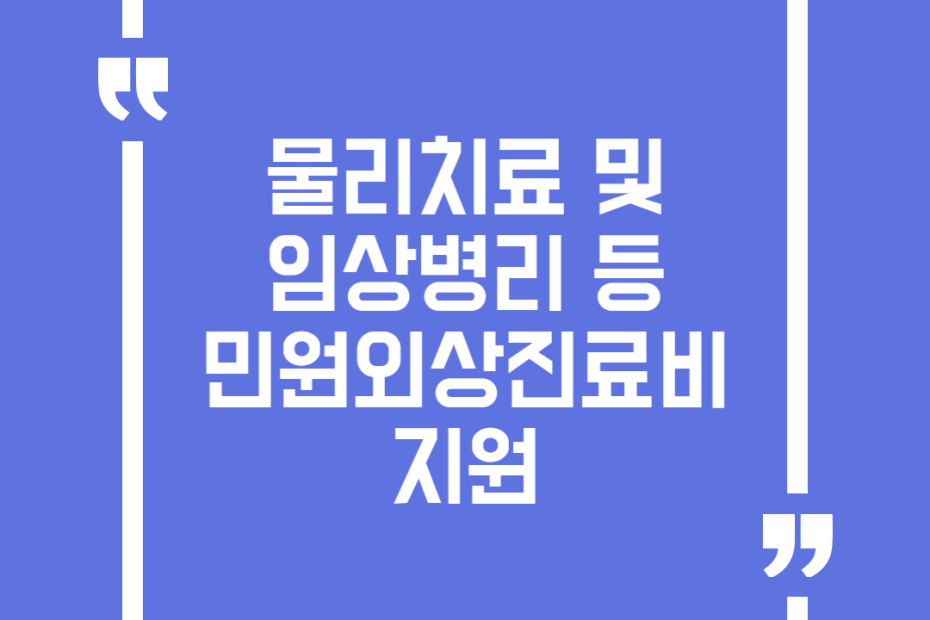 물리치료 및 임상병리 등 민원외상진료비 지원