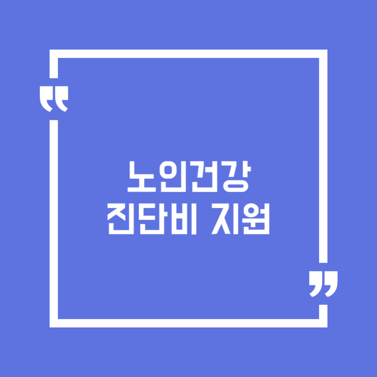 노인건강 진단비 지원