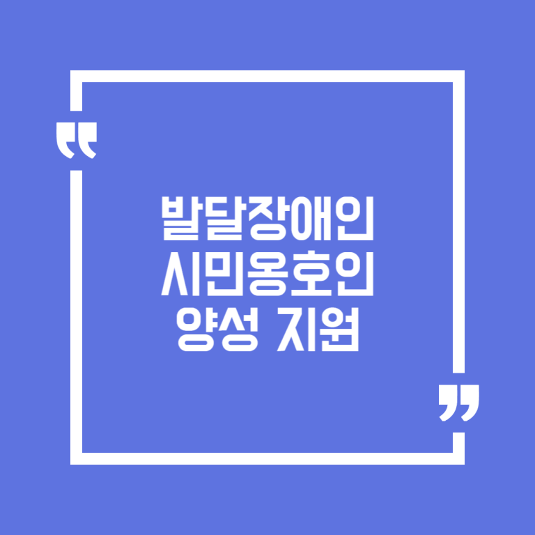 발달장애인 시민옹호인 양성 지원