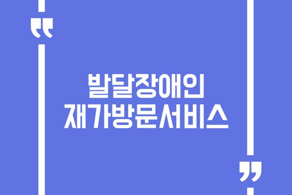 발달장애인 재가방문서비스