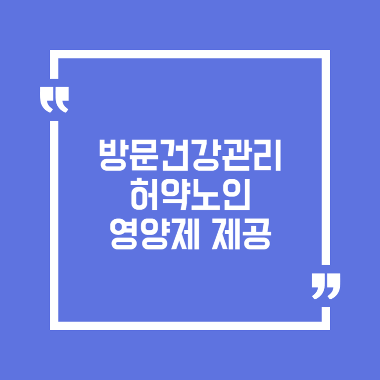 방문건강관리 허약노인 영양제 제공