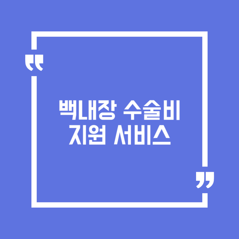 백내장 수술비 지원 서비스