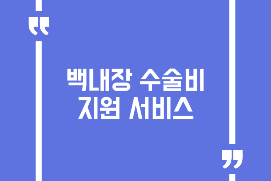백내장 수술비 지원 서비스
