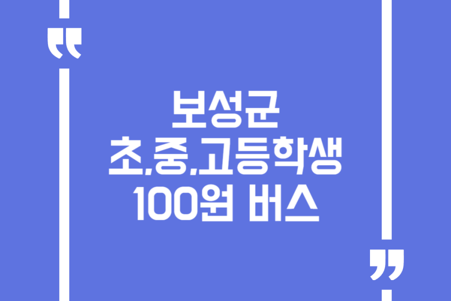 보성군 초,중,고등학생 100원 버스