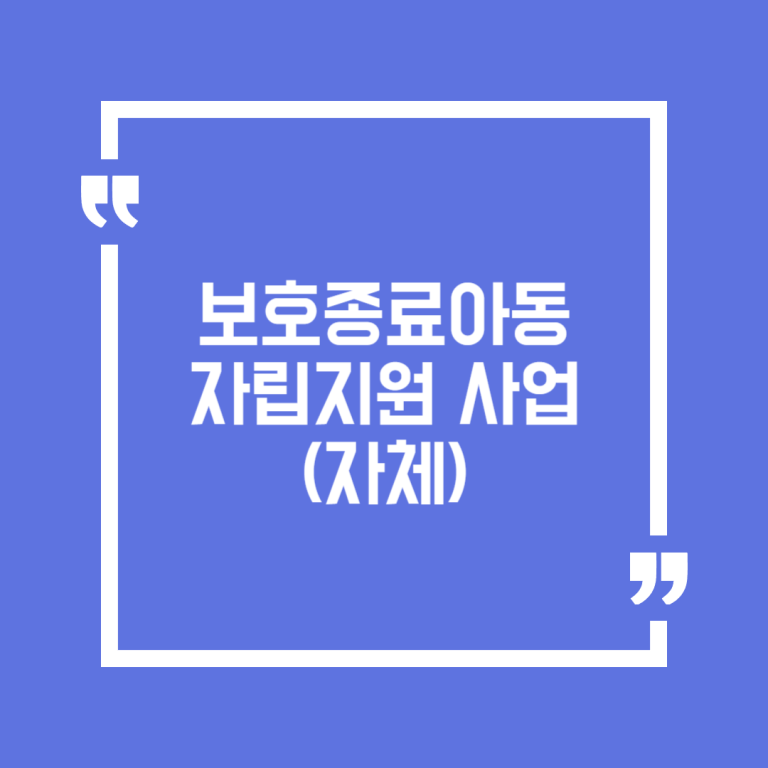 보호종료아동 자립지원 사업(자체)