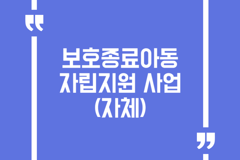 보호종료아동 자립지원 사업(자체)