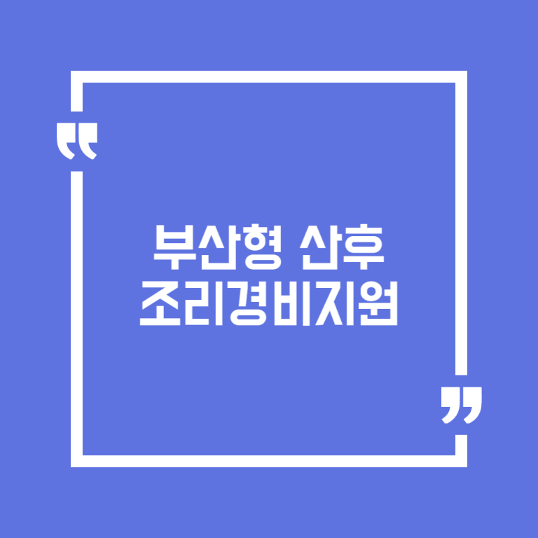 부산형 산후조리경비지원