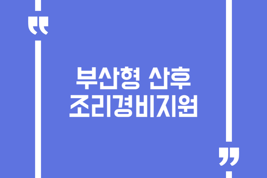 부산형 산후조리경비지원