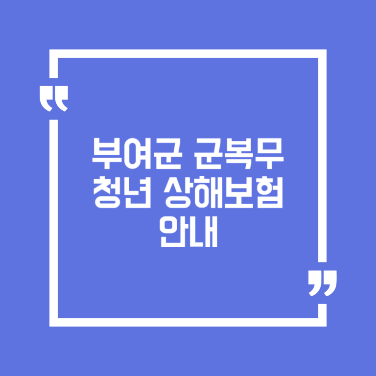 부여군 군복무 청년 상해보험 안내