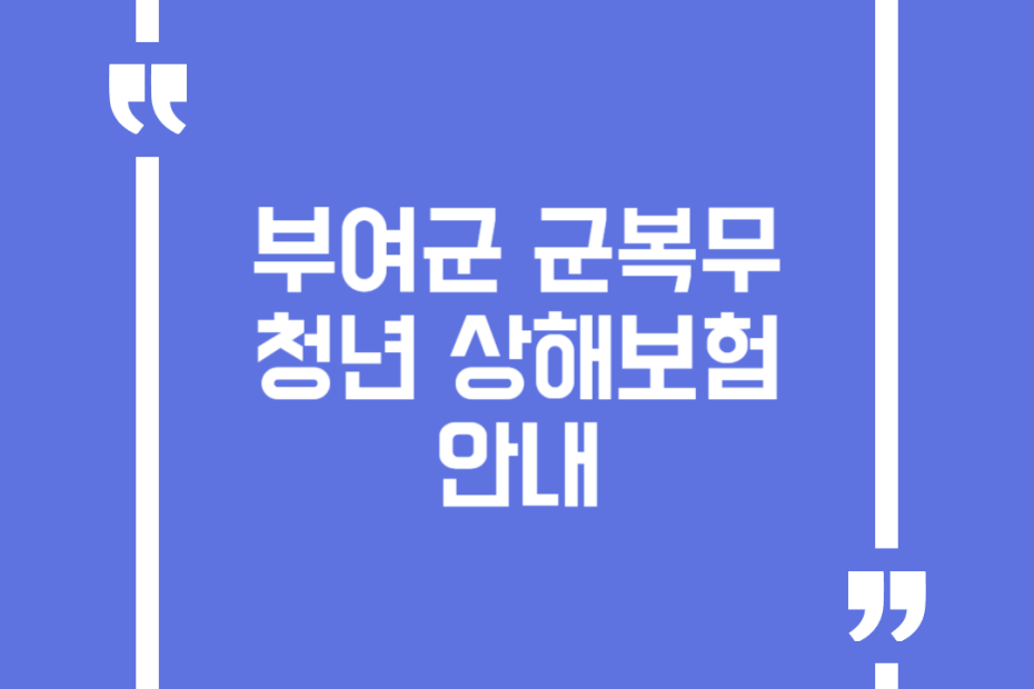 부여군 군복무 청년 상해보험 안내