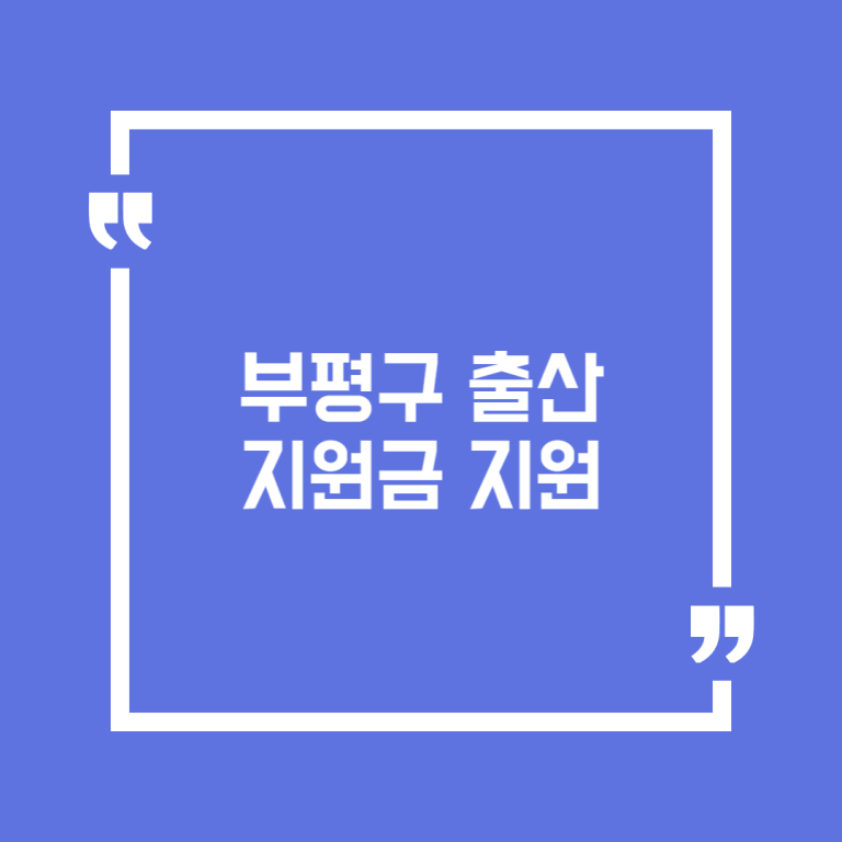 부평구 출산지원금 지원