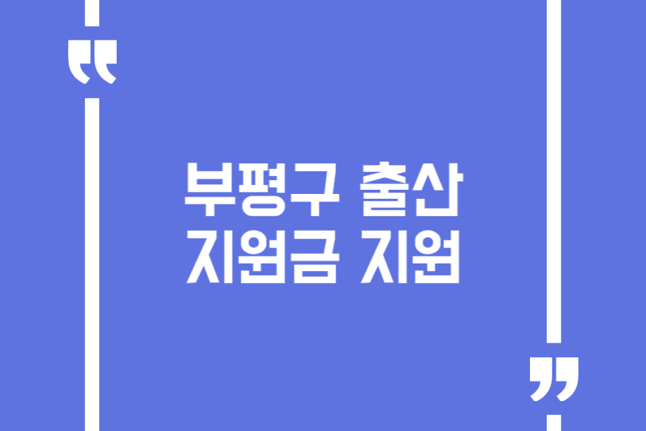 부평구 출산지원금 지원