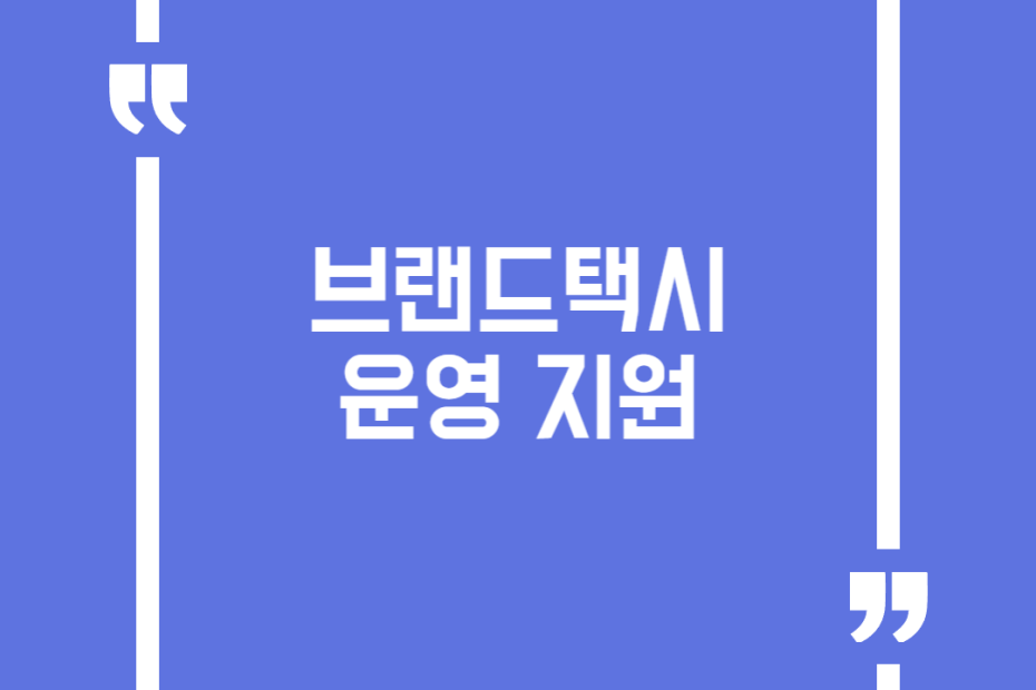 브랜드택시 운영 지원
