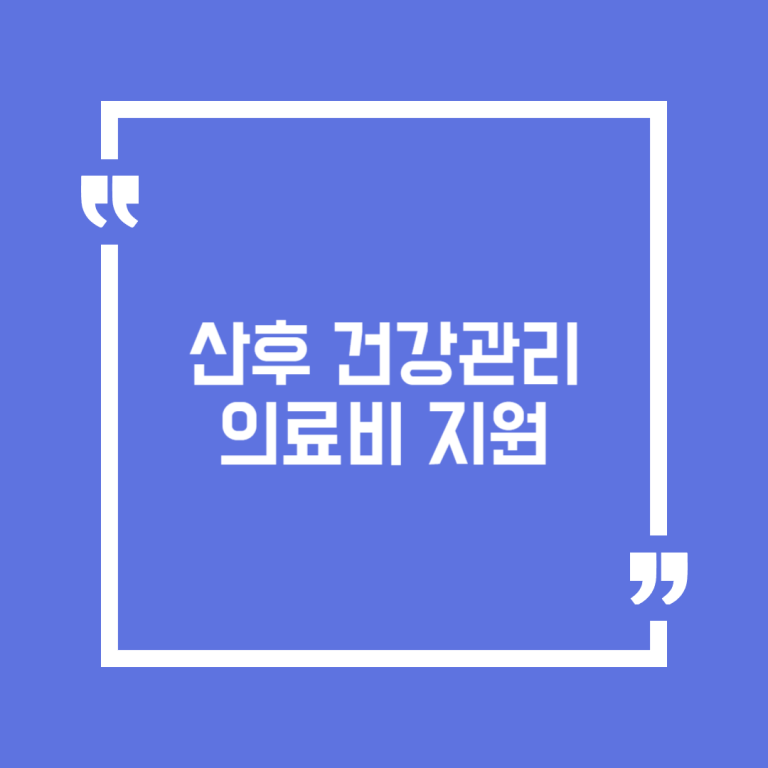 산후 건강관리 의료비 지원