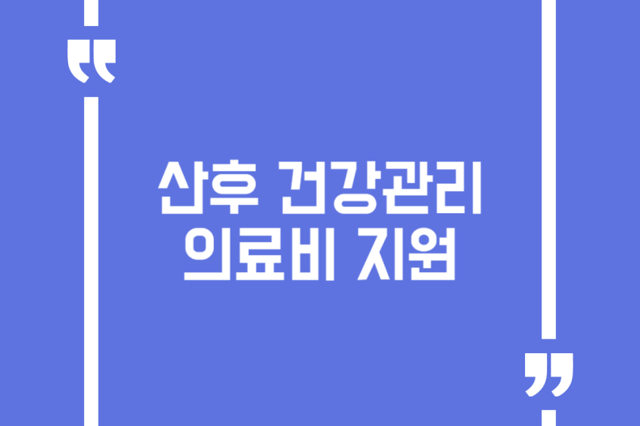 산후 건강관리 의료비 지원