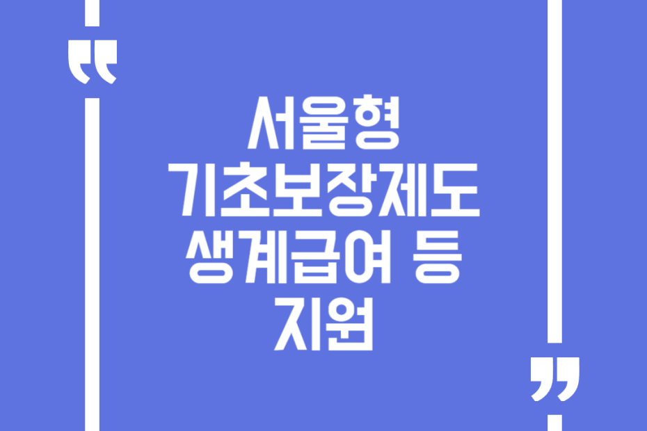서울형 기초보장제도 생계급여 등 지원