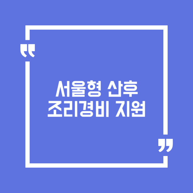 서울형 산후조리경비 지원