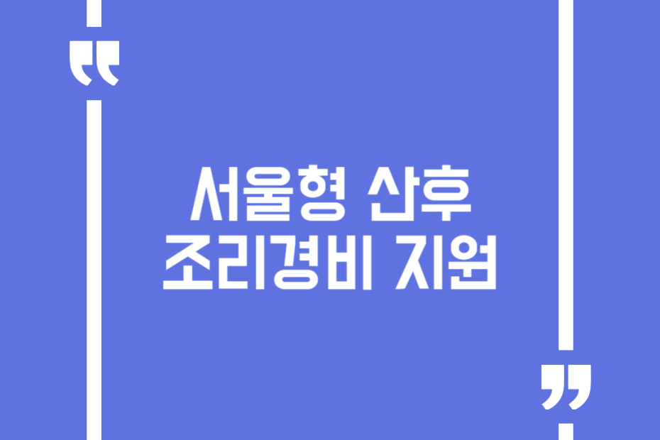 서울형 산후조리경비 지원