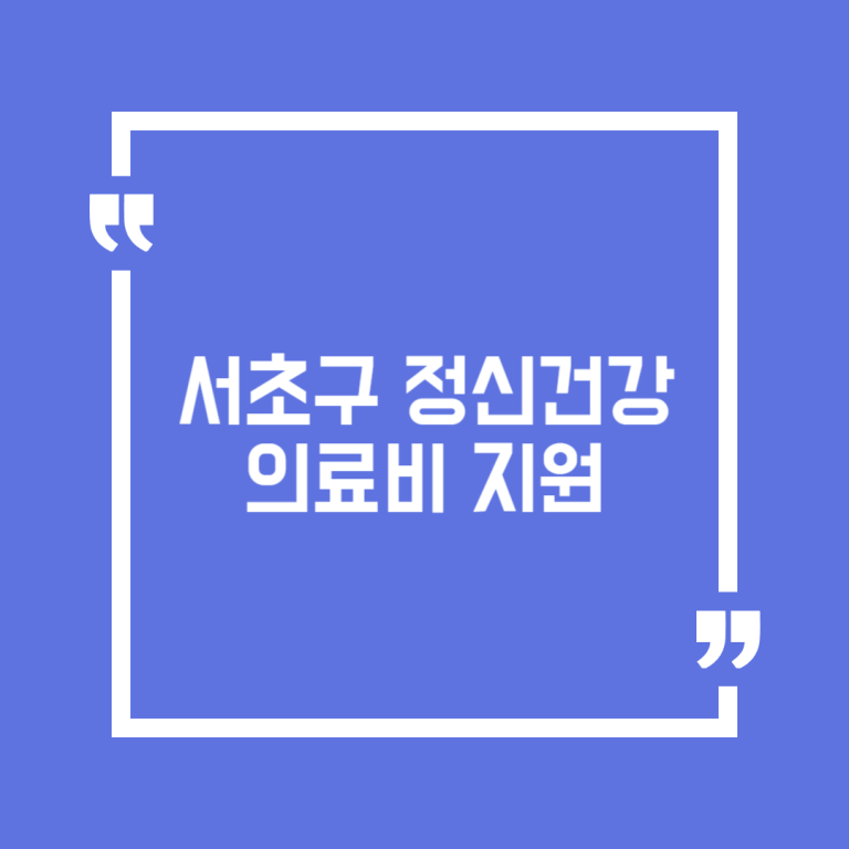 서초구 정신건강 의료비 지원