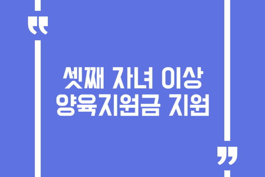 셋째 자녀 이상 양육지원금 지원