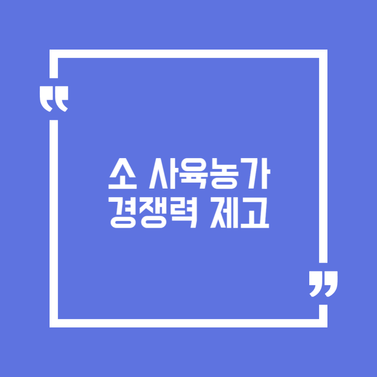 소 사육농가 경쟁력 제고