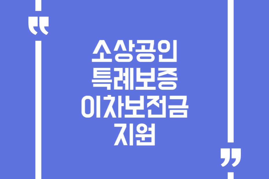 소상공인 특례보증 이차보전금 지원