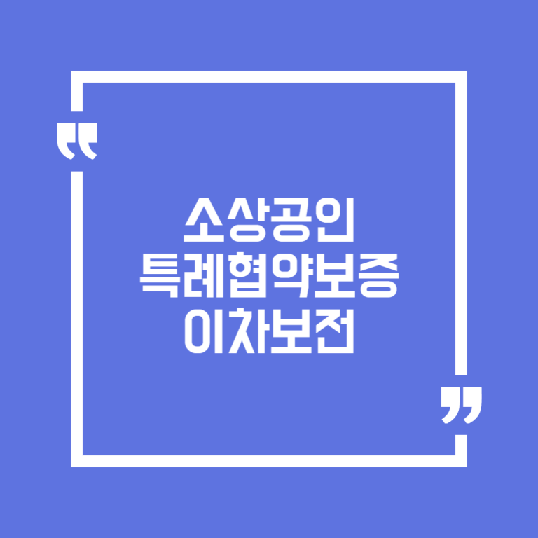 소상공인 특례협약보증 이차보전