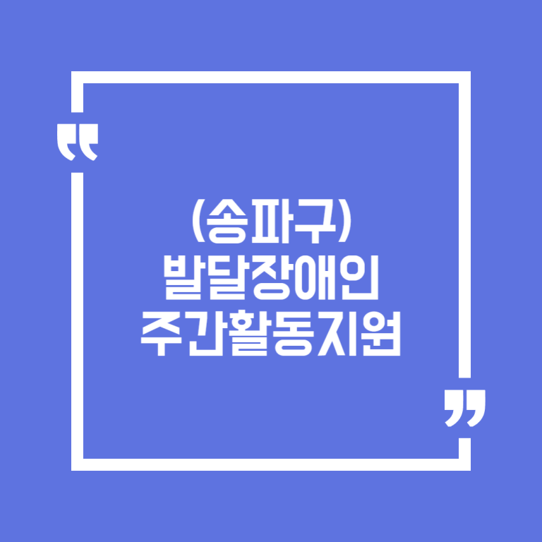 (송파구)발달장애인 주간활동지원