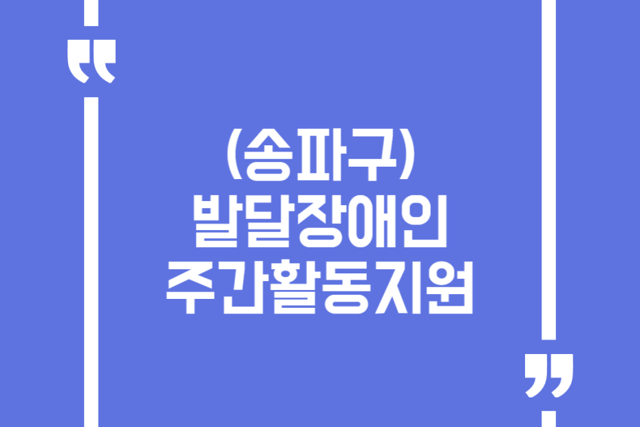 (송파구)발달장애인 주간활동지원