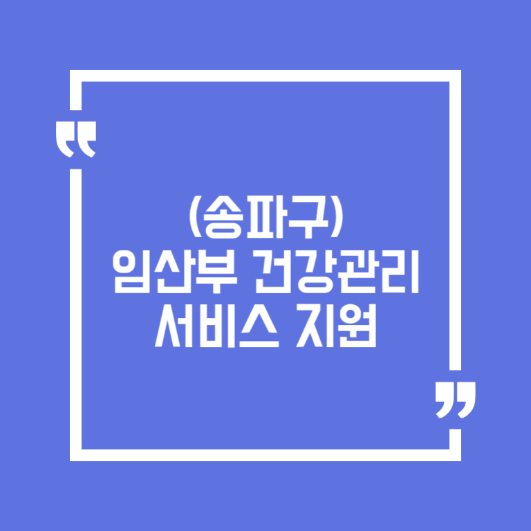 (송파구)임산부 건강관리 서비스 지원