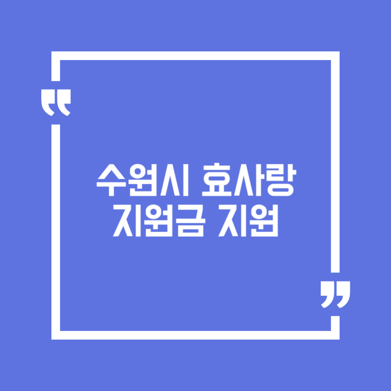 수원시 효사랑 지원금 지원