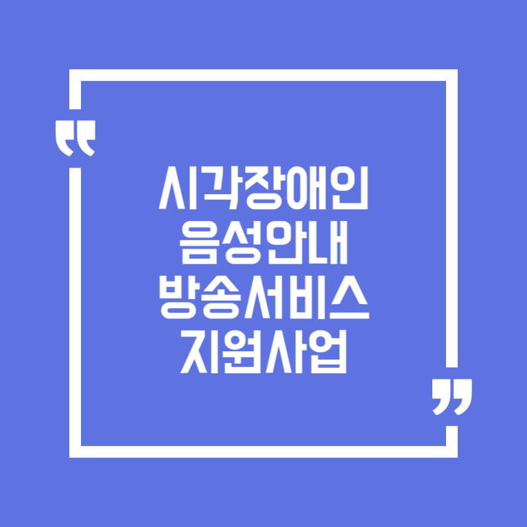 시각장애인 음성안내 방송서비스 지원사업