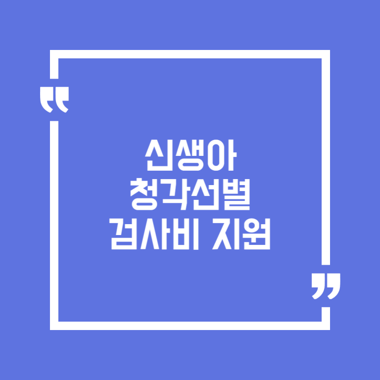 신생아 청각선별 검사비 지원