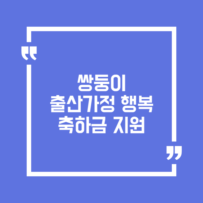 쌍둥이 출산가정 행복축하금 지원