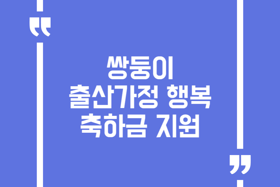 쌍둥이 출산가정 행복축하금 지원