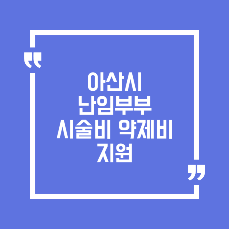 아산시 난임부부 시술비 약제비 지원