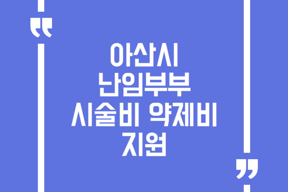 아산시 난임부부 시술비 약제비 지원