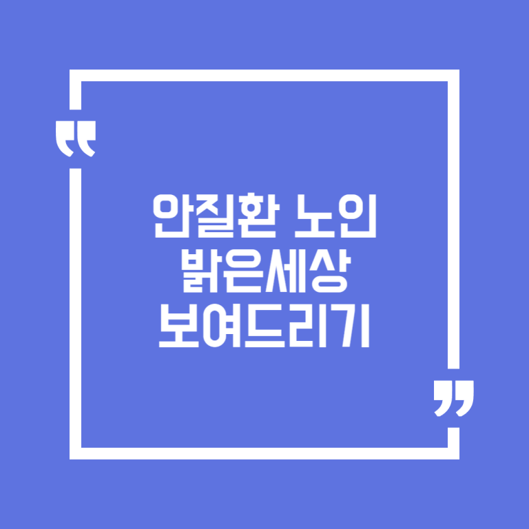 안질환 노인 밝은세상 보여드리기