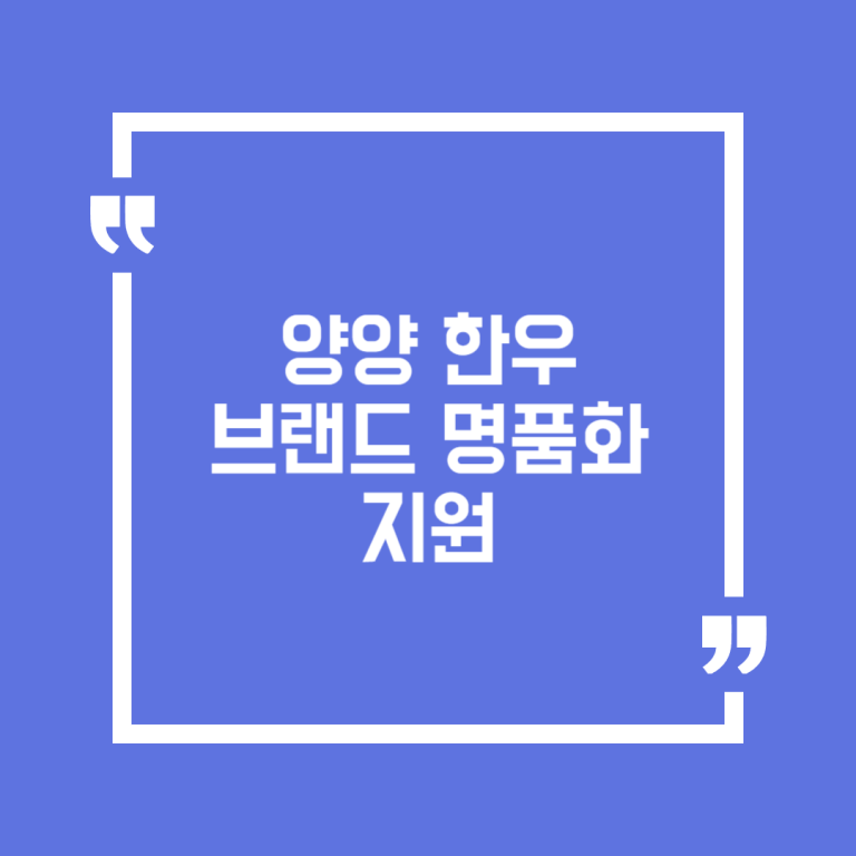 양양 한우 브랜드 명품화 지원