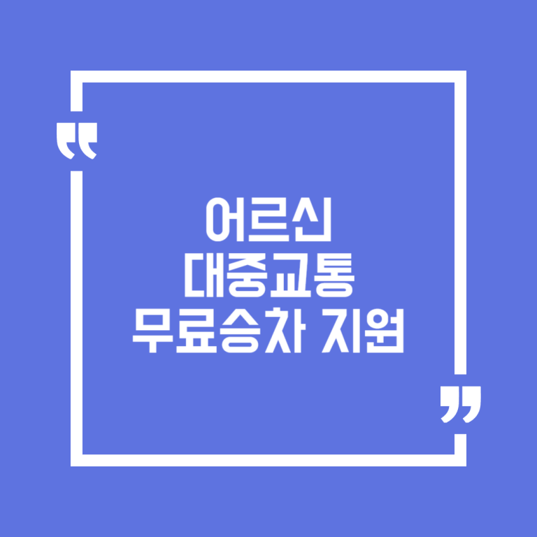 어르신 대중교통 무료승차 지원