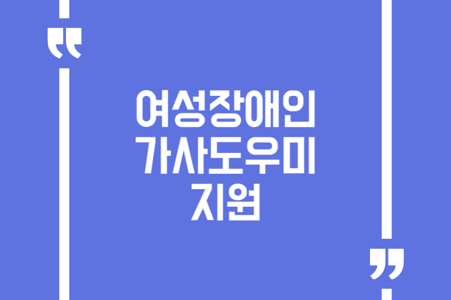 여성장애인 가사도우미 지원