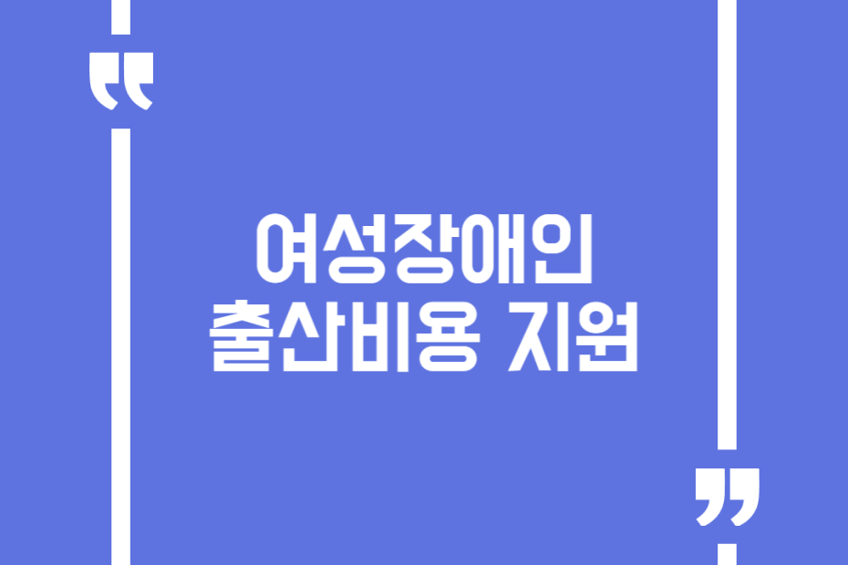 여성장애인 출산비용 지원