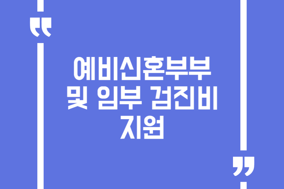 예비신혼부부 및 임부 검진비 지원