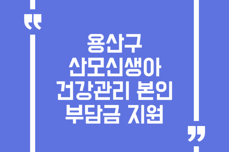 용산구 산모신생아 건강관리 본인부담금 지원